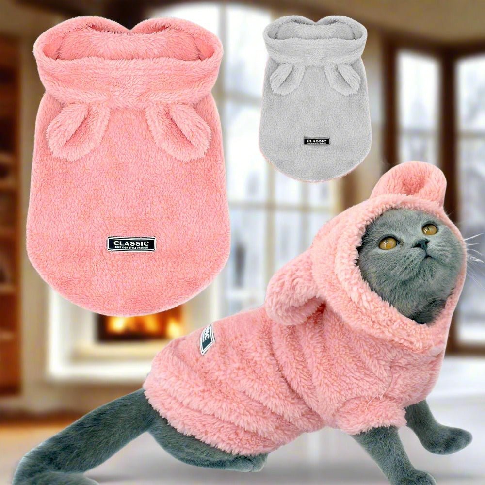 Warm Fuzzy Bunny Winter Parka for Cats to Medium Sized Dogs