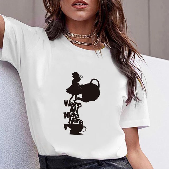 We're All Mad Here Alice in Wonderland T-Shirt for Women
