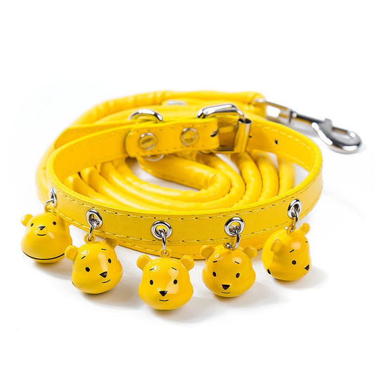Winnie-The-Pooh Cartoon Bells Pet Collar and Leash Set