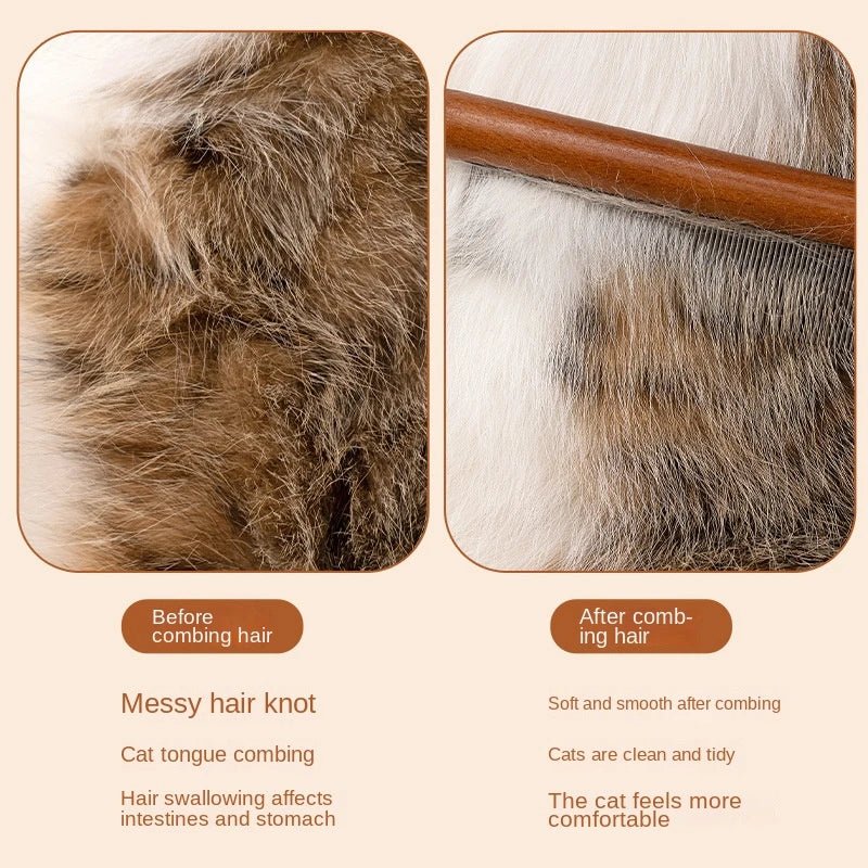 Wooden Cat Comb Pet Hair Remover
