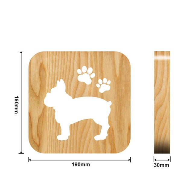 Wooden Paw Animal Night Light 3D Lamp USB Powered Desk Light