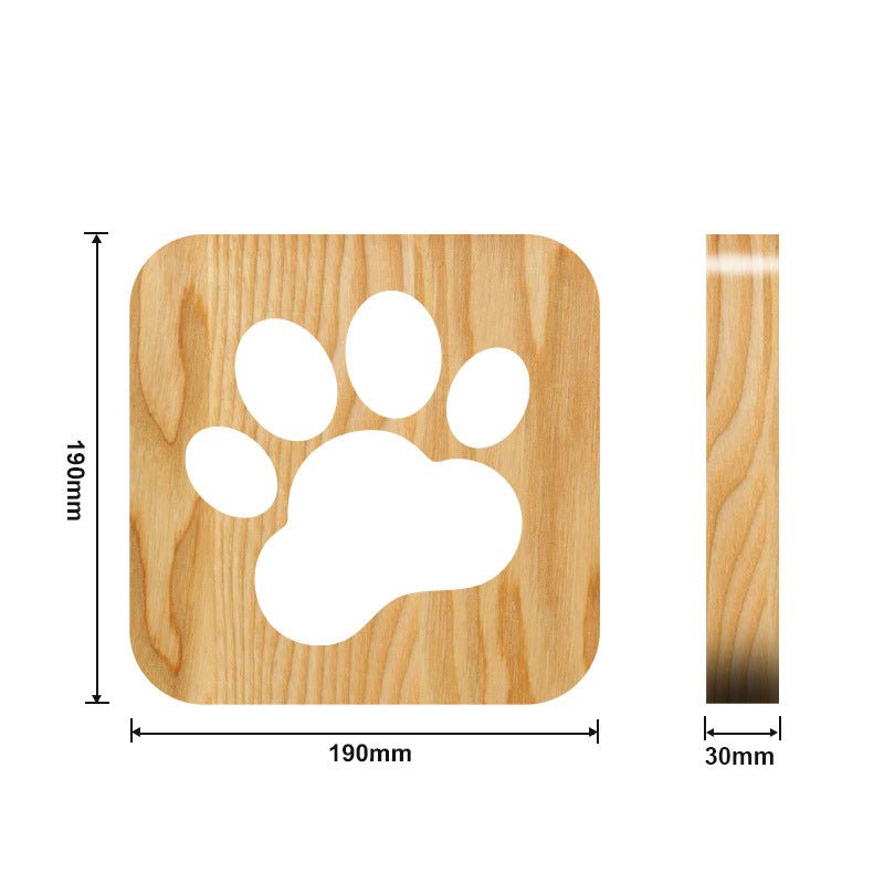 Wooden Paw Animal Night Light 3D Lamp USB Powered Desk Light