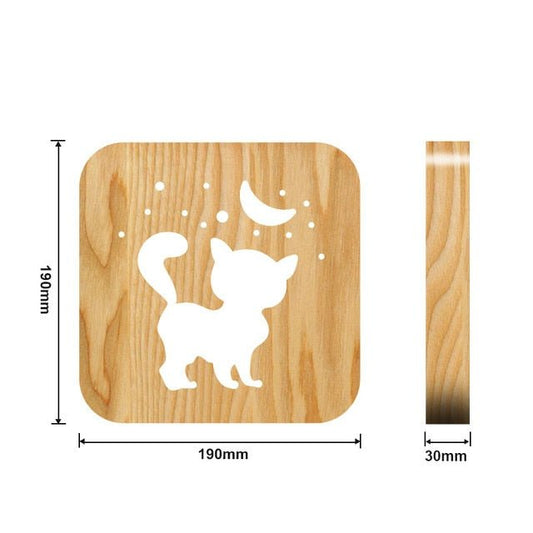 Wooden Paw Animal Night Light 3D Lamp USB Powered Desk Light