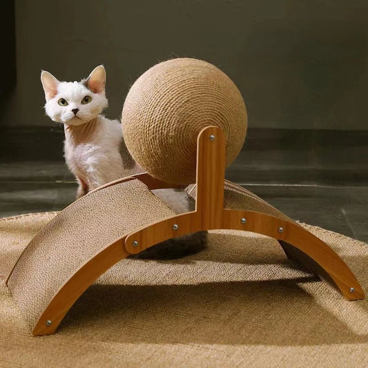 Wooden Rotating Sisal Rope Ball Tower & Climbing Frame