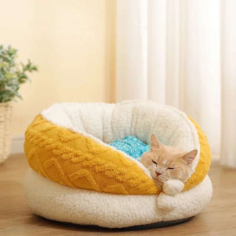 Yellow and White Cat Bed and Sleeping Mat Collection