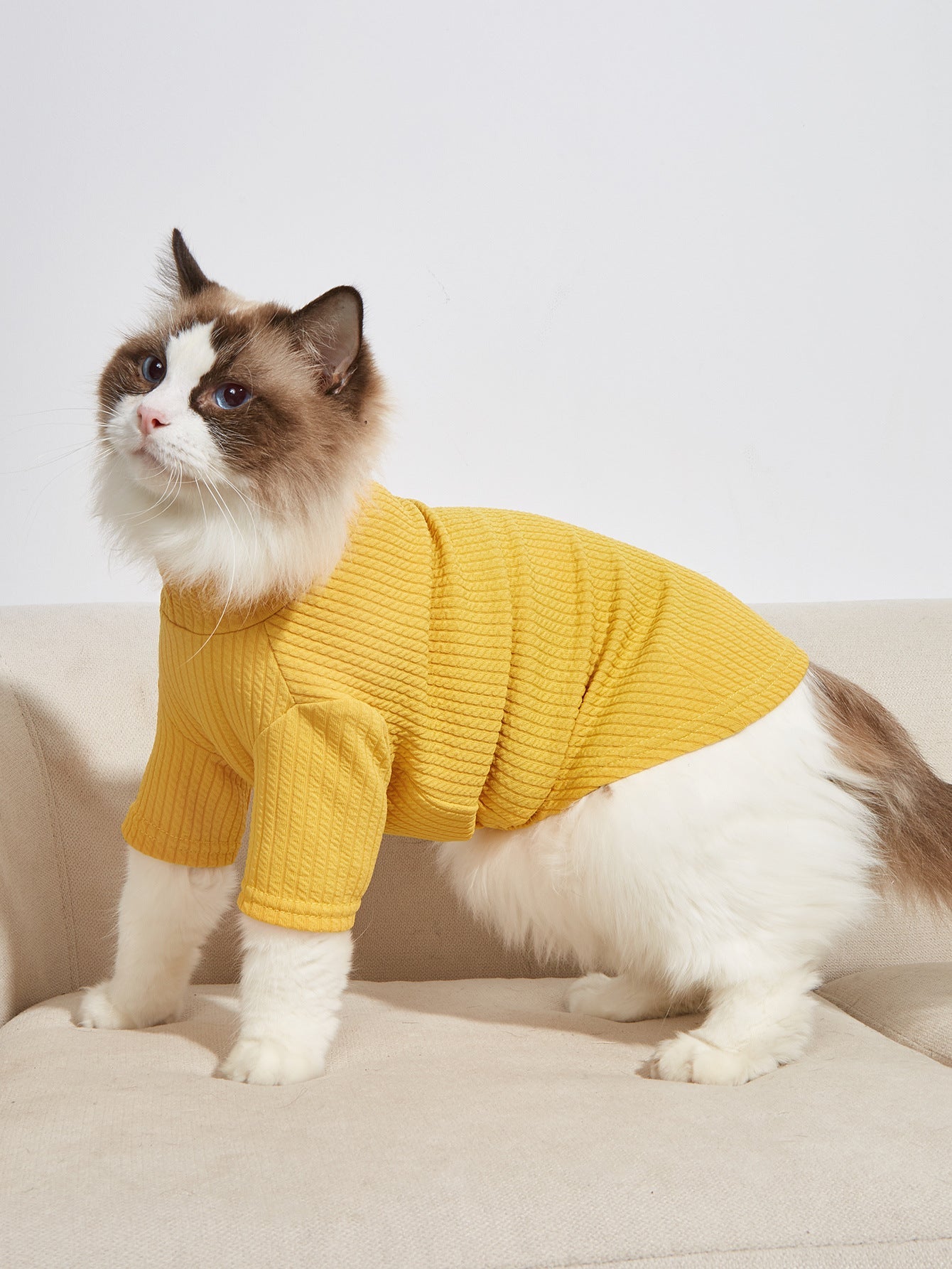 Yellow Small Plaid Pet Sweater